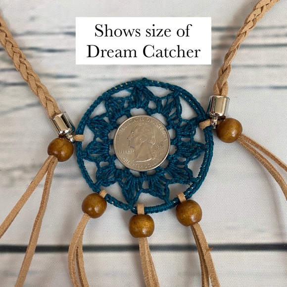 Boho Peacock & Blue Feather Dreamcatcher Headdress - Picture 10 of 11